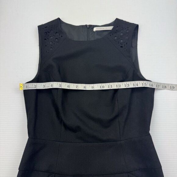 Susana Monaco Dress Size 6 Black Wool Pockets Lined with Laser Cut Pattern - Picture 10 of 12